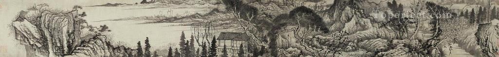 Shitao 墨の風景の伝統的な中国油絵